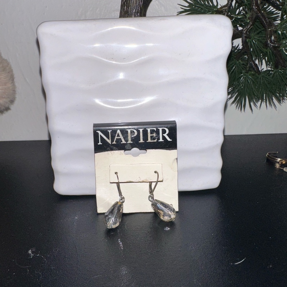 clear tear drop earrings